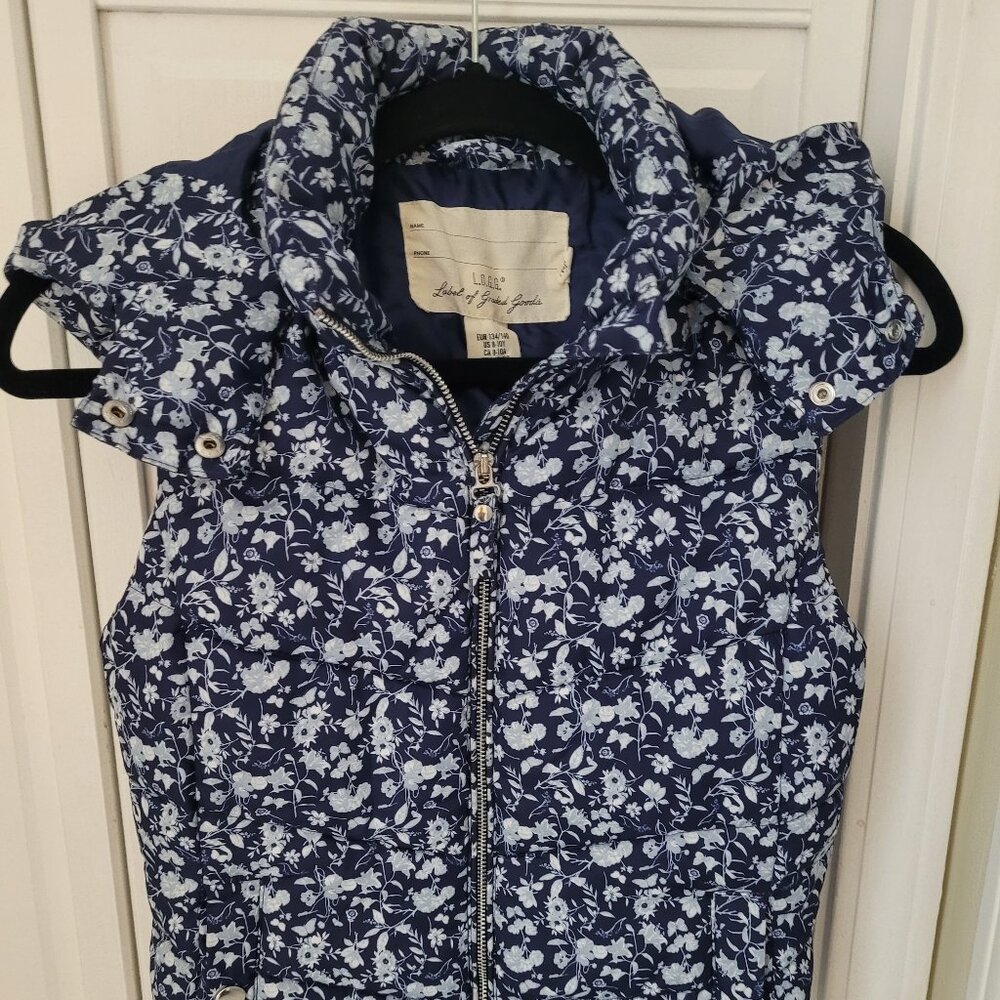 Kids Floral Puffer Down Vest Winter Fall Warm Girl H&M Size 8-10 Y